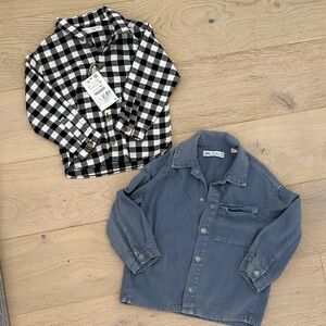 Zara Kids Black Checkered and Gray Denim Jackets